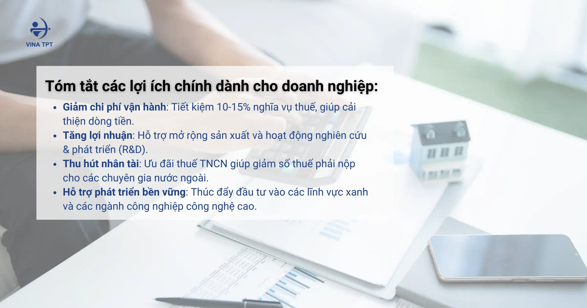 Lợi ích chính của doanh nghiệp khi áp dụng ưu đãi thuế